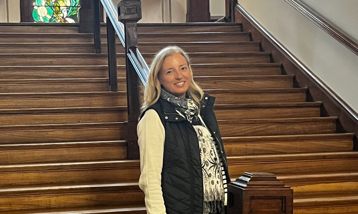 Michelle Pearce-Denovan on the set of The Traitors